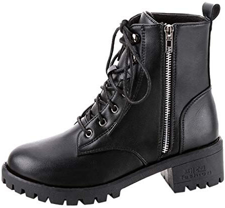 Stivaletti Bassi Donna Stivaletti Donna Estivi Stivali con Tacco Stivali Pioggia Donna Stivali Gomma Donna Boot Donna Inverno (39 EU,Nero)