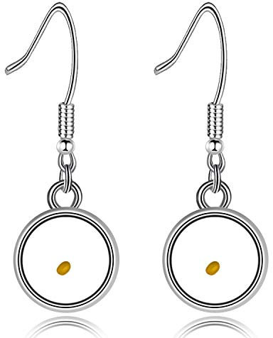 Fashion Real Senfkorn Runde Anhänger Ohrringe Edelstahl Angelhaken Baumel Ohrringe für Frauen Mädchen Y582 (Rund)