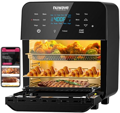 Nuwave Brio 15.5Qt Air Fryer Rotisserie Oven, 50°-425°F Temp Controls