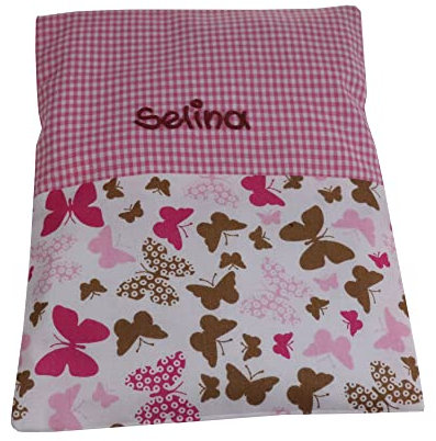 Personalisiertes Wärmekissen Schmetterling pink 19x24cm mit Namen oder Spruch Kinder Frauen Mädchen Körnerkissen Babygeschenk Rapskissen - Herzkissen zum wärmen mit Wunschbeschriftung
