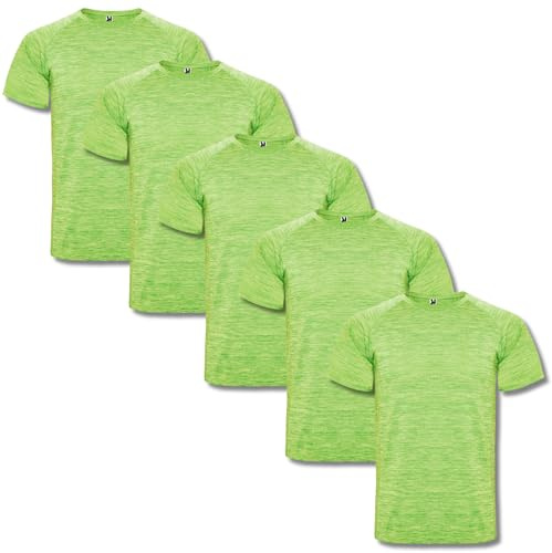 ROLY Pack 5 Camisetas técnicas Hombre Deporte Austin 6654– Tejido Transpirable y Secado rápido | Ideal para Gym, Running, Crossfit, pádel o Uso Diario