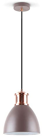 LED Universum Pendelleuchte „Steve“, Metall Coffee Braun mit kupfer Sockel, 20cm x 141cm, E27 Fassung, max. 40W, Deckenleuchte, Hängelampe, Hängeleuchte, Bar, Lounge, Loft, Restaurant, Diner