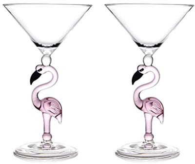 Creative Pink Flamingo Cocktail Martini Goblet Glass Cool Tableware Unique Bar Wine Set (2, 200ML cocktail glass)
