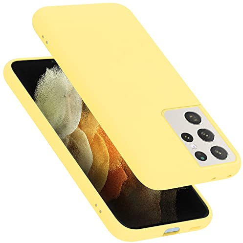 Cadorabo Hülle kompatibel mit Samsung Galaxy S21 Ultra Hülle Silikon Handyhülle für Galaxy S21 Ultra Case aus flüssigem Silikon- Kratzfeste und stoßfeste dünne TPU Schutzhülle - Liquid GELB