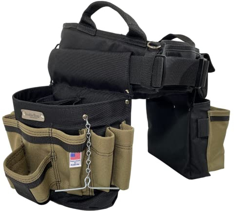 BOULDER BAG Ultimate Electrician's MAX Combo with Comfort Back Support Tool Belt, Quick Release Buckle, Heavy Duty Tool Belt, Tan (Large 33-36 Inch Waist), Tool Belt Made in USA