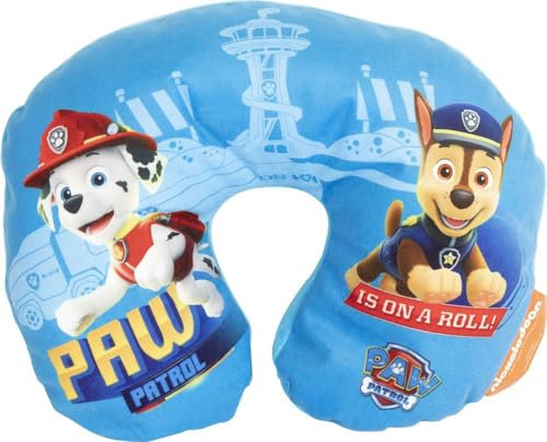 TataWay in viaggio SI cresce - Paw Patrol Nackenkissen | Weiches samtiges Material | Handwaschbar bei 30°C | Leichte Microbeads-Füllung, Blau, Einheitsgröße