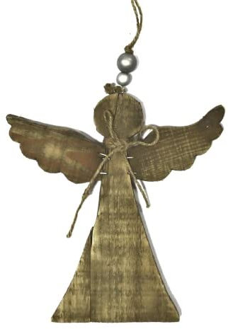 Trends & Trade Engel Holz Hänger Weihnachten Natur 25 x 25 cm Jutestrick