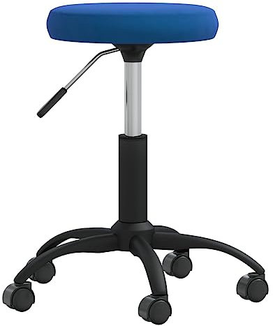 vidaXL Esszimmerstuhl mit Rollen Drehbar Höhenverstellbar Küchenstuhl Essstuhl Drehstuhl Stuhl Küchenhocker Barhocker Hocker Blau Samt