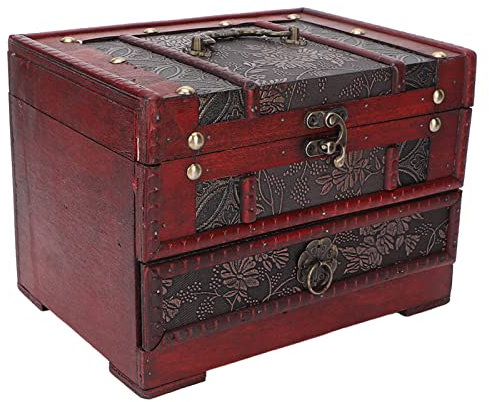 Vintage Schmuckschatulle, Retro Geschenk Schmuckschatulle mit Schubladen für Büro für Wohnzimmer für Schlafzimmer