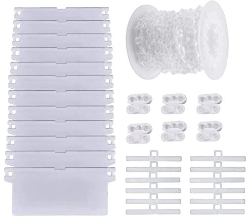 Vertical blind accessories parts,Replacement repair kit,12pcs 89mm Vertical Louver Hangers, 12 bottom counterweight slats,10M bottom chain and 10Pcs chain connector