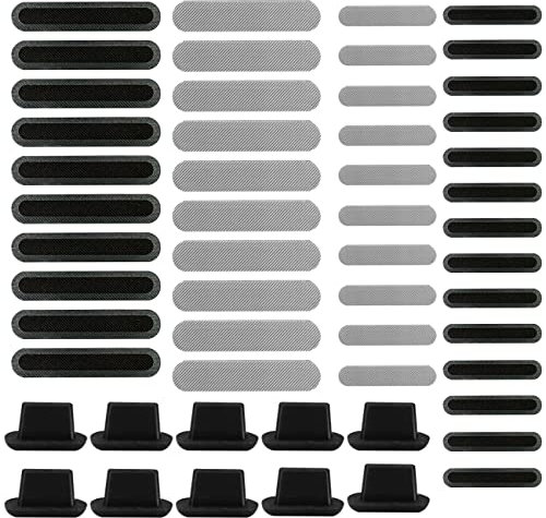 44 Pack Speaker Dustproof Stickers Protector with 10 Pcs Silicone Anti Dust Plugs Caps, Mesh Speaker Anti Dust Adhesive Cover Compatible with iPhone 16 15 14 13 12 Pro, 2 Sizes, 2 Colors