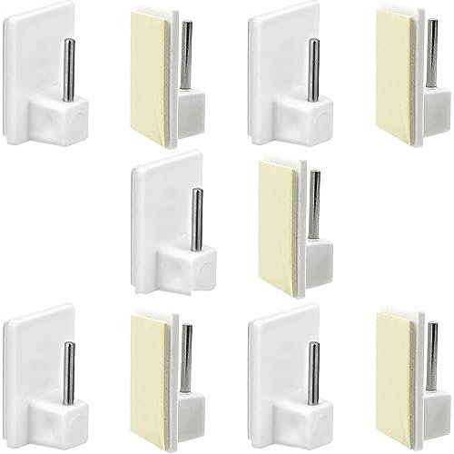 Self-Adhesive Hooks by Smith’s | 10 Pack, White | Plastic Sticky End Window Hook | Holds 2KG per Hook | Perfect for Net Curtain Rods