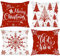 Lanpn 4 Stück Weiß und Rot Kissenbezug Weihnachten Kissenhülle 60x60 cm, Winterliche Schneeflocken Dekorative Weihnachtskissen für Weihnachtsdeko Christmas Bettwäsche Sofa Decorations (Rot)
