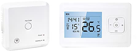 Decdeal Termostato Intelligente Wi-Fi, Termostato programmabile Wireless con Ricevitore Controllo App da Tavolo in Stile Parete Controllo vocale Compatibile con Alexa Google Assistant