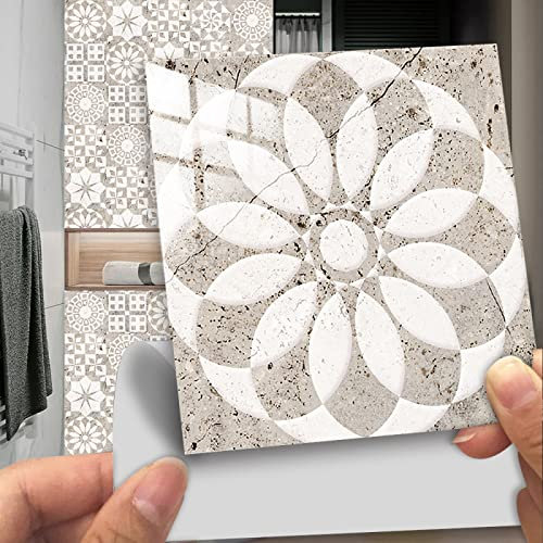 Piastrelle Adesive Cucina 15x15 Grigio Piastrelle Adesive Bagno Pavimento Adesivo Paraschizzi Cucina Adesivo Piastrelle Ceramica Carta Adesiva per Mobili Vintage(10 pezzi)