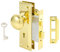ToPToToo Mortise Lock Set for Interior Door, Vintage Antique Gold Door Knobs with Lock and Skeleton Key, Old Door Knob Replacement Fits 1-3/8 in 1-3/4 in, Polished Brass Finish