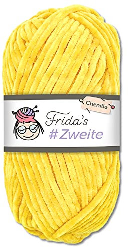 Frida's #Zweite Wolle 100g Chenille Wolle Amigurumi Stricken & Häkeln weich (13 - Gelb)