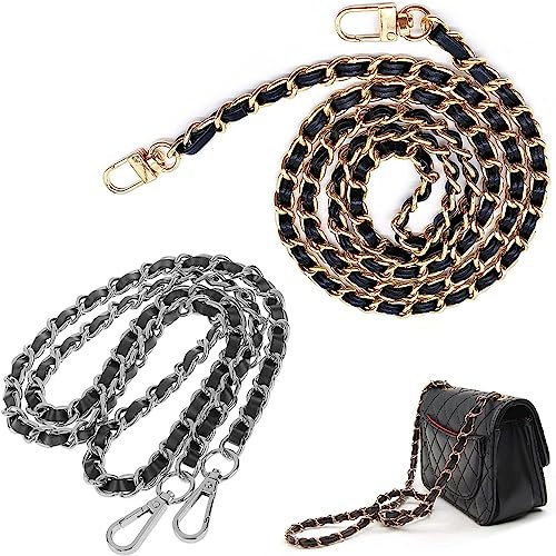 SSyang Taschen Trageriemen Kette, 2 PCS Kette Trageriemen Gold Silber, 120cm Kettenriemen Metall Ersatz Schulterriemen Tragegurt, für Damen Handtaschen Umhängetasche Geldbeutel (Gold + Silber)
