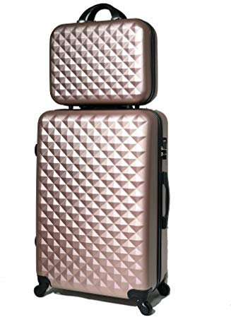 CELIMS - 28 inch Large Luggage with Vanity Case | 28 inch Large Suitcase with Toiletry Case | Lightweight Suitcase | Rose Gold