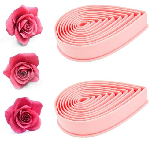 Capiant 20 cortadores de galletas con forma de gota de agua con pétalos de rosa, cortadores de arcilla polimérica, cortador de galletas de gotas de lluvia, fondant, molde en forma de lágrima,