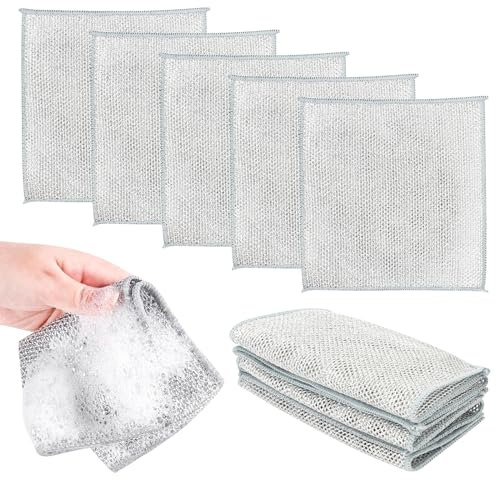 PañOs de Alambre Multiusos,Alambre Trapos Para Lavar Platos,Reutilizable de Alambre Lavar Platos,Elimina FáCilmente Las Manchas DifíCiles de Platos, Ollas Y Sartenes, Cocinas, Encimeras Y Mucho MáS