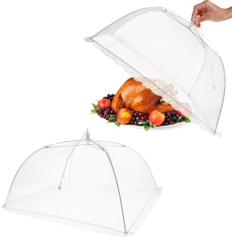 LLGSDLL Fliegenhaube 2PCS Faltbare Abdeckhaube Lebensmittel Abdeckung Zelt Obsthaube Kuchenabdeckung Abdeckung Fliegen-Schutz, Abdeckhauben für Lebensmittel für Essen, Obst, Picknick, BBQ, 32x32 cm