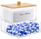 JYPS Acrylic Dryer Sheet Holder, Dryer Sheet Dispenser for Laundry Room Organization, Clear Storage Container Box with Dryer Sheet Label, Transparent Box for Laundry Pods/Dryer Balls/Decor (Bamboo)