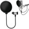 Microphone Pop Filter Mask Shield for Blue Yeti 4 Inch Mic Dual Layer Wind Pop Screen with a Flexible 360° Gooseneck Clip Stabilizing Arm, Professional Sound Shield Guard Windscreen