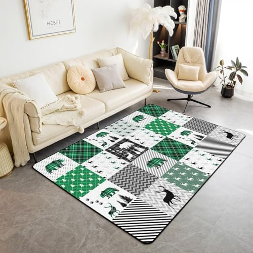 Area Map Wohnzimmerteppich Schlafzimmerteppich Wildtier Elch Teppich 3D-Gedruckter Flauschiger Flanellteppich - Polyester-Soft-Touch, Leicht Zu Reinigen 60 X 90 cm / 23.6 X 35.4 -3Y8Y2Q0