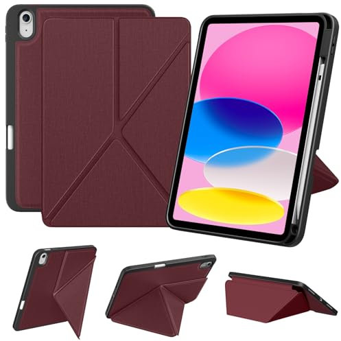 DTTO Schutzhülle für iPad der 10. Generation, 27,7 cm (10,9 Zoll), 2022, faltbarer Ständer mit Quer- und Hochformat, rutschfeste Stoffmuster-Abdeckung mit Stifthalter, automatische Wake/Sleep,
