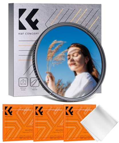 K&F CONCEPT 82mm Filtre Black-Mist 1/4+CPL 2 en 1 Effet Diffusion Polarisant et 3 Chiffons de Nettoyage pour Objectif Appareil Photo (Nano-Klear Série)