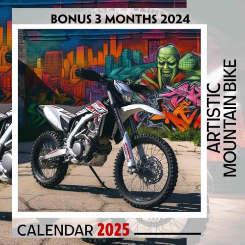 Artistic Mountain Bike Calendar 2025: 15 Months of Thrilling Trails October 2024 to December 2025 Capturing the Spirit of Mountain Biking through Art ... in Large Size 8.5 x 8.5 Ideal Gifts