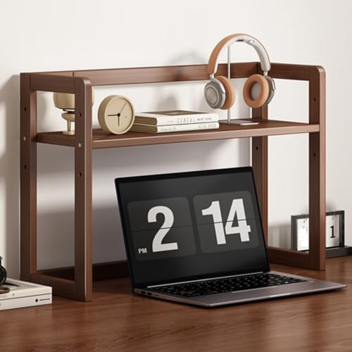 LXRHLIKG Einfaches Kleines Lagerregal, Hölzernes Schreibtisch Aufsatzregal mit Einstellbarer Lagenhöhe für Büro, Zuhause, Wohnheim(62cm/24in)