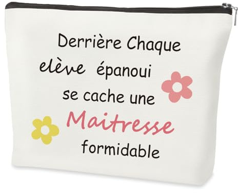 Cadeau Maitresse D'école Fin D'année,Merci Idee Retraite Remerciement Original Utile Fin D'année Scolaire Noel Personnalisé Cadeau pour Maitresse Atsem Maternelle Trousse De Maquillage