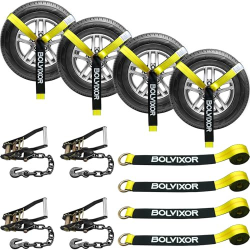 Car Tie Down Straps, 4 Pack, 2 x 96, 9900 LBS Break Strength