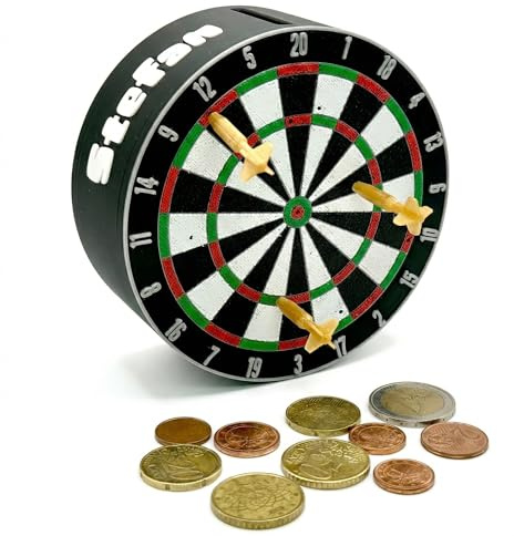 Dartscheibe Spardose – zum Hinstellen & Aufhängen - personalisierbar mit Namen
