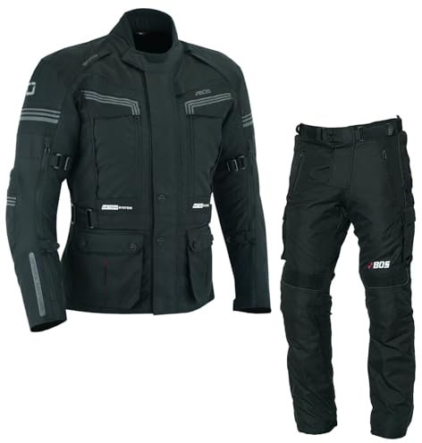 Motorradanzug Herren Zweiteiler Textil Kombi Motorradjacke + Motorradhose Mit Sicherheitsprotektoren,Textil Motorradkombi 2-teilig Herren,Motorradjacke und Hose mit Protektoren (BLACK, L)