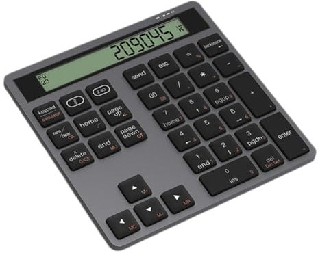 yasoe Numeric Keypad withDisplay Bluetooth Calculator Keyboard Ergonomic Bluetooth Dual Mode Calculator 2in1 Portable Grey