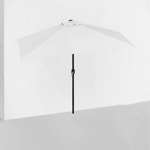 QSPNVFB Ombrellone Piccolo Mezzo Ombrellone da Parete da 250 Cm, Ombrellone Mezzo Rettangolare da Patio Esterno, Ombrellone Resistente alla Dissolvenza(off-White)
