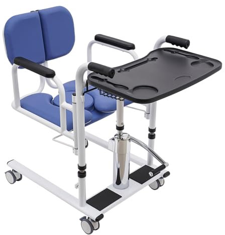 Silla hidráulica elevadora de pacientes, hasta 150 kg, con frenos y ruedas universales, silla de ruedas portátil para personas mayores y cuidado en casa