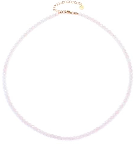 LAKADA Edelsteinkette mit facettierten 4mm Perlen - echte Natursteine - Länge verstellbar - Heilstein Schutzstein Edelstein Collier Glücksbringer Talisman Geschenk