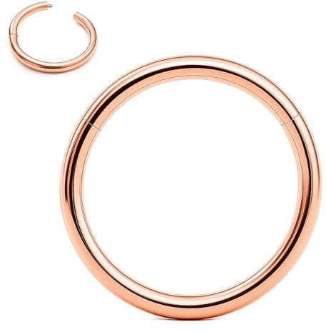 PIERCINGO® CLICKER Roségold Piercing-Ring Segmentring Scharnier-Gelenk Septum Nase Ohr Helix Creole Ohr-ring Nasen-ring Klicker CHIRURGENSTAHL 316L EDEL-STAHL Rosé Gold