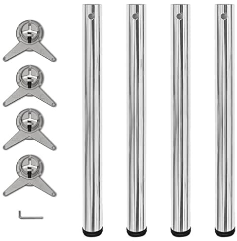 QUAHEAS 4X Höhenverstellbares Tischbein, Chrom Metall Tischbeine 710-720mm, Möbel Beine für Theke, Schreibtisch, Arbeitsplatte, Robustes Ersatzbein Set