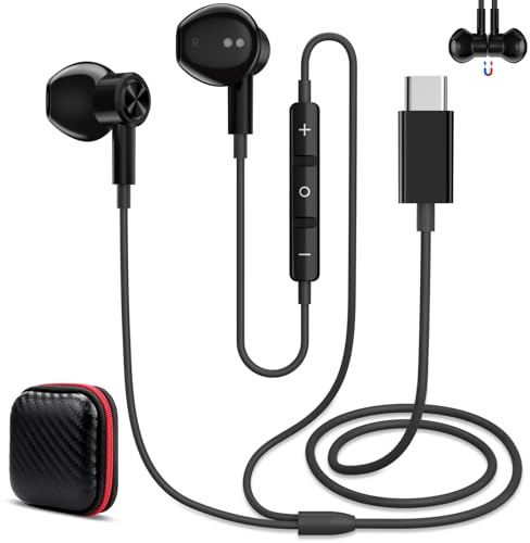 Auricolari In-Ear, Cuffie con Cavo con Microfono e Telecomando Integrati | per OnePlus Nord CE5 /OPPO Find X9 Pro Reno14 5G A6 Pro/realme P3 Ultra 13 Pro+ 15/xiaomi 17 pro max, Nero
