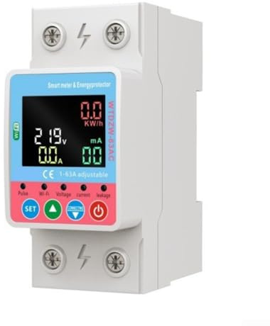 Disjoncteur intelligent WiFi 63 A, design monophasé avec suivi en temps réel de la tension et du courant, informations sur la consommation, protection contre les surintensités