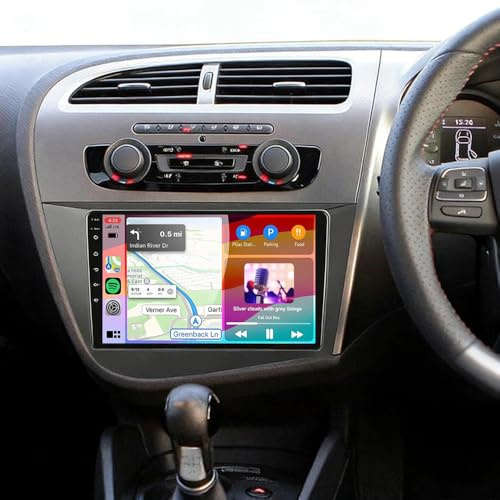 2+64G Android 14 Autoradio für Seat Leon 2005-2013, 9 Zoll Bildschirm Touchscreen Autoradio Doppel Din Radio mit Wireless Carplay Android Auto 8 Core mit GPS WiFi FM/RDS 32EQ DAB SWC Rückfahrkamera