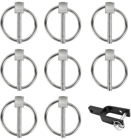 Nilioyul 8 Stück Klappsplinte, Klappstecker Lynch Pin Edelstahl 304 Splintbolzen Schnellspannsplinte Rastbolzen runde Sicherheitsnadeln, für Gleisfarm Boot Fahrrad Anhänger Traktor (3x35mm)