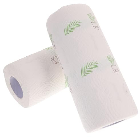 TOVINANNA 2 Rollen Küchenpapier aus Zellstoff mit 55 Blättern Saugstark und Praktisch für Haushalt und Küche Bedruckt mit Stilvollen Mustern für Zuverlässige Reinigung