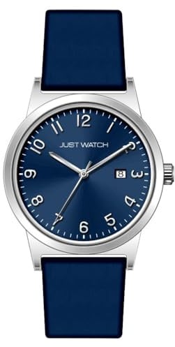 Just Watch Damen Armbanduhr Analog, Gesamtlänge 22 cm, Edelstahlarmband – 5 ATM (Blau/Silber)