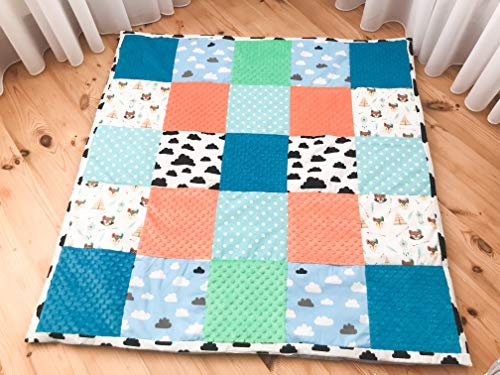Krabbeldecke Patchworkdecke Spieldecke Babydecke 125x125